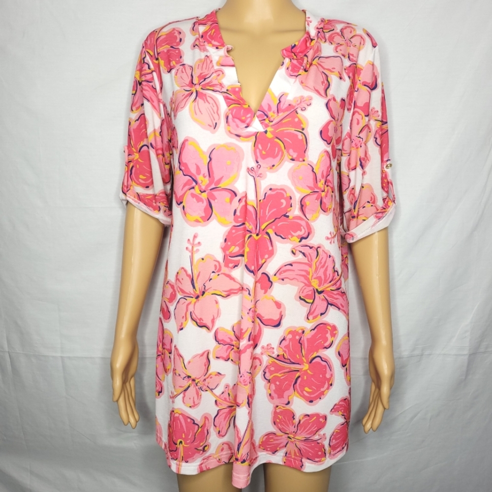 SIMPLY SOUTHERN COASTAL FLORAL TUNIC EUC SMALL
